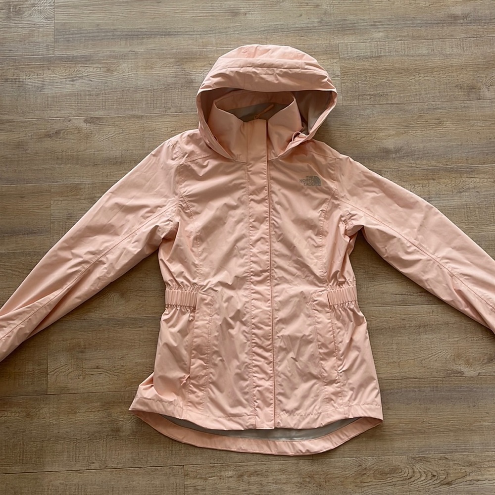 The North Face Women's Light Pink Hooded Rain Jacket